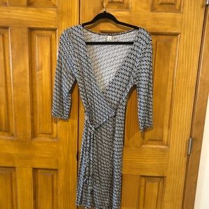 Old Navy blue and white wrap dress.